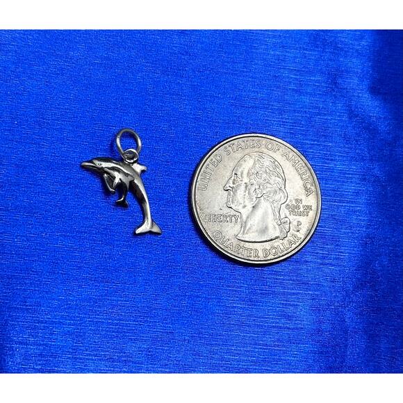 Sterling Silver Dolphin Charm Necklace, Silver Dolphin Necklace - Picture 5 of 5